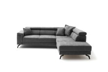 Wohnlandschaft >Silvie< Stauraum, elektr. Sitzverstellung, grau - 266x98x238 (BxHxT)