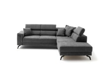 Wohnlandschaft >Silvie< Stauraum, elektr. Sitzverstellung, grau - 266x98x238 (BxHxT)