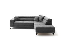 Wohnlandschaft >Silvie< Stauraum, elektr. Sitzverstellung, grau - 266x98x238 (BxHxT)