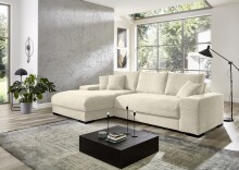 Wohnlandschaft >Siward< Daune, 6 Kissen, Bezug in Cord creme - 285x90x176cm (BxHxT)