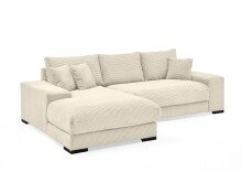 Wohnlandschaft >Siward< Daune, 6 Kissen, Bezug in Cord creme - 285x90x176cm (BxHxT)