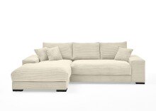 Wohnlandschaft >Siward< Daune, 6 Kissen, Bezug in Cord creme - 285x90x176cm (BxHxT)