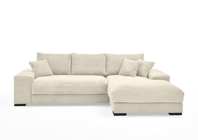 Wohnlandschaft >Siward< Daune, 6 Kissen, Bezug in Cord creme - 285x90x176cm (BxHxT)