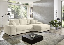 Wohnlandschaft >Siward< Daune, 6 Kissen, Bezug in Cord creme - 285x90x176cm (BxHxT)