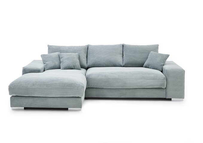 Wohnlandschaft >Siward< Daune, 6 Kissen, Bezug in Cord mint - 285x90x176cm (BxHxT)