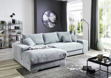 Wohnlandschaft >Siward< Daune, 6 Kissen, Bezug in Cord mint - 285x90x176cm (BxHxT)