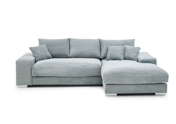 Wohnlandschaft >Siward< Daune, 6 Kissen, Bezug in Cord mint - 285x90x176cm (BxHxT)