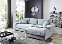 Wohnlandschaft >Siward< Daune, 6 Kissen, Bezug in Cord mint - 285x90x176cm (BxHxT)