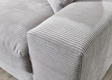 Wohnlandschaft >Siward< Daune, 6 Kissen, Bezug in Cord silbergrau - 285x90x176cm (BxHxT)