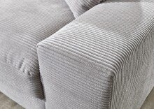 Wohnlandschaft >Siward< Daune, 6 Kissen, Bezug in Cord silbergrau - 285x90x176cm (BxHxT)
