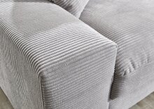 Wohnlandschaft >Siward< Daune, 6 Kissen, Bezug in Cord silbergrau - 285x90x176cm (BxHxT)