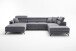 Wohnlandschaft >Silvie< U-Form, Stauram, Kopfteilverstellung, Bezug grau - 360x96x239 (BxHxT)