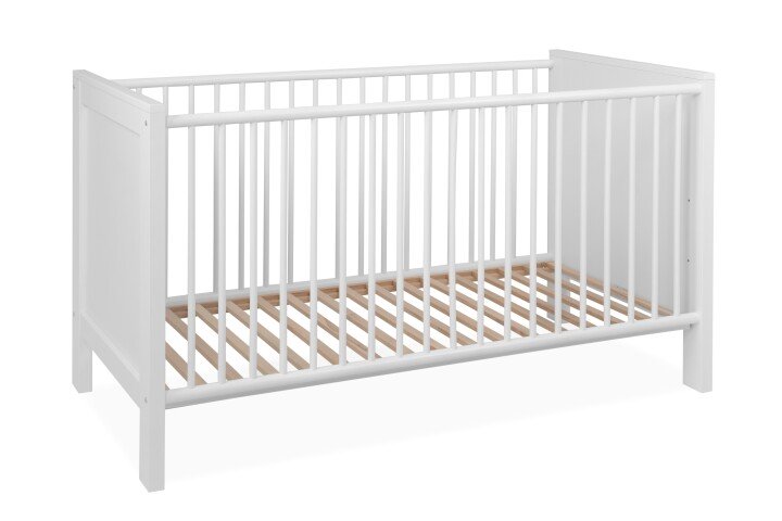 Babybett >Landwood< 3-fach höhenverstellbare Liegefläche, Weiß - 146x84x77cm (BxHxT)