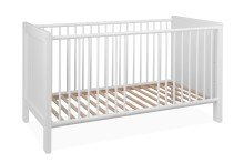 Babybett >Landwood< 3-fach höhenverstellbare Liegefläche, Weiß - 146x84x77cm (BxHxT)