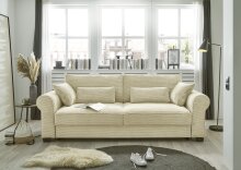 Schlafsofa >ANGELINA LUX.3DL< Liegefläche 198x165cm, cream - 250x95x125 (BxHxT)