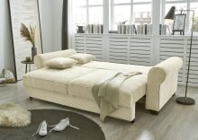 Schlafsofa >ANGELINA LUX.3DL< Liegefläche 198x165cm, cream - 250x95x125 (BxHxT)