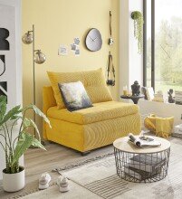 Schlafsofa - Sessel >CHARLIE 1FBK< Liegefläche 100x200cm, Bezug mustard - 103x75x83 (BxHxT)