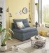 Schlafsofa - Sessel >CHARLIE 1FBK< Liegefläche 100x200cm, azur - 103x75x83 (BxHxT)