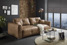 Schlafsofa >DOLAN Lux.3DL< Liegefläche 160x197cm, light brown - 245x85x155 (BxHxT)
