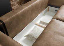 Schlafsofa >DOLAN Lux.3DL< Liegefläche 160x197cm, light brown - 245x85x155 (BxHxT)