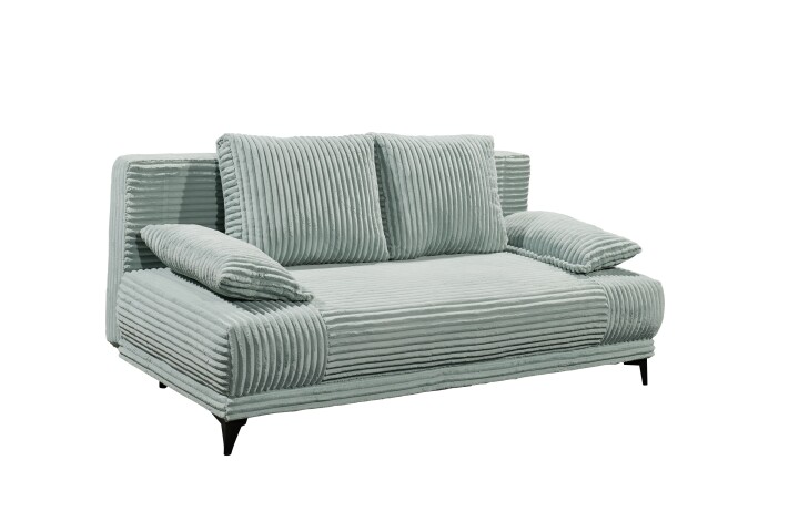 Schlafsofa >SALLY Lux.3DL< Liegefläche 157x202cm, in Cord sage - 211x96x105 (BxHxT)