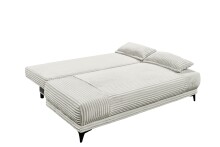 Schlafsofa >SALLY Lux.3DL< Liegefläche 157x202cm, in Cord silver - 211x96x105 (BxHxT)