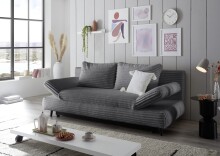 Schlafsofa >SUNNY 2 Lux.3DL Schlafs.< Liegefläche 140x210cm, in Cord anthrazit - 212x76x101 (BxHxT)