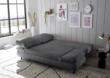 Schlafsofa >SUNNY 2 Lux.3DL Schlafs.< Liegefläche 140x210cm, in Cord anthrazit - 212x76x101 (BxHxT)