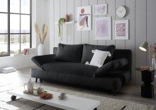 Schlafsofa >SUNNY 2 Lux.3DL Schlafs.< Liegefläche 140x210cm, in Cord black - 212x76x101 (BxHxT)