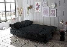 Schlafsofa >SUNNY 2 Lux.3DL Schlafs.< Liegefläche 140x210cm, in Cord black - 212x76x101 (BxHxT)