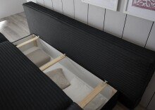 Schlafsofa >SUNNY 2 Lux.3DL Schlafs.< Liegefläche 140x210cm, in Cord black - 212x76x101 (BxHxT)