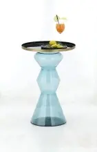 Beistelltisch >1173< in Türkis, Glas - 63x45cm...