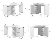Regal-Schreibtisch >ADAPTA< 2 Türen, Fächer, in Artik Weiß - 120x74x77 (BxHxT)