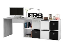 Regal-Schreibtisch >ADAPTA PLUS< 2 Türen, Fächer, in Artik Weiß / Zementgrau - 136x74x139 (BxHxT)