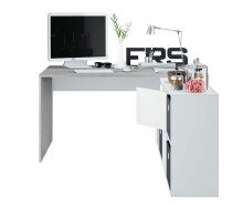 Regal-Schreibtisch >ADAPTA PLUS< 2 Türen, Fächer, in Artik Weiß / Zementgrau - 136x74x139 (BxHxT)