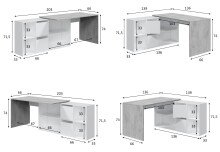 Regal-Schreibtisch >ADAPTA PLUS< 2 Türen, Fächer, in Artik Weiß / Zementgrau - 136x74x139 (BxHxT)