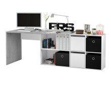 Regal-Schreibtisch >ADAPTA PLUS< 2 Türen, Fächer, in Artik Weiß / Zementgrau - 136x74x139 (BxHxT)