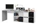 Regal-Schreibtisch >ADAPTA PLUS< 2 Türen, Fächer, in Artik Weiß / Zementgrau - 136x74x139 (BxHxT)