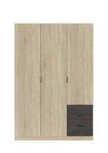 Kleiderschrank >LC-180< 3 Schubladen, Canadian Eiche Dekor / Oxid - 121x180x52 (BxHxT)