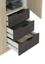 Kleiderschrank >LC-180< 3 Schubladen, Canadian Eiche Dekor / Oxid - 121x180x52 (BxHxT)