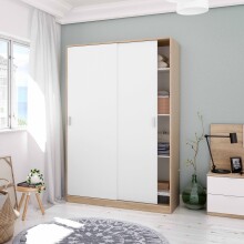 Schwebetürenschrank >TOP< in Canadian Eiche Dekor /Artik Weiß - 120x200x50 (BxHxT)