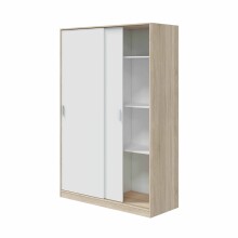 Schwebetürenschrank >TOP< in Canadian Eiche Dekor /Artik Weiß - 120x200x50 (BxHxT)