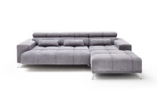 Wohnlandschaft >Starlett< elektrische Sitztiefenverstellung, 3 Kissen, grau- 285x99x201 (BxHxB)