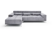 Wohnlandschaft >Starlett< elektrische Sitztiefenverstellung, 3 Kissen, grau - 285x99x201 (BxHxT)