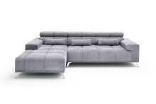 Wohnlandschaft >Starlett< elektrische Sitztiefenverstellung, 3 Kissen, grau - 285x99x201 (BxHxT)