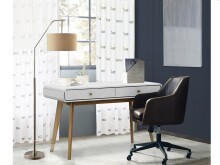 Schreibtisch >Janne< 2 Schubladen, in Weiß und Eiche - 120x79x50cm (BxHxT)