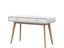 Schreibtisch >Janne< 2 Schubladen, in Weiß und Eiche - 120x79x50cm (BxHxT)