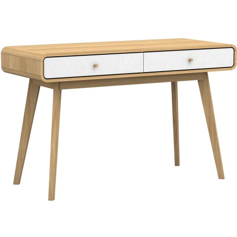 Schreibtisch >Janne< 2 Schubladen, in Eiche und weiss - 120x79x50cm (BxHxT)