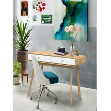 Schreibtisch >Janne< 2 Schubladen, in Eiche und weiss - 120x79x50cm (BxHxT)