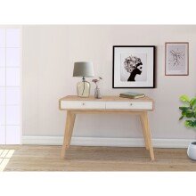 Schreibtisch >Janne< 2 Schubladen, in Eiche und weiss - 120x79x50cm (BxHxT)